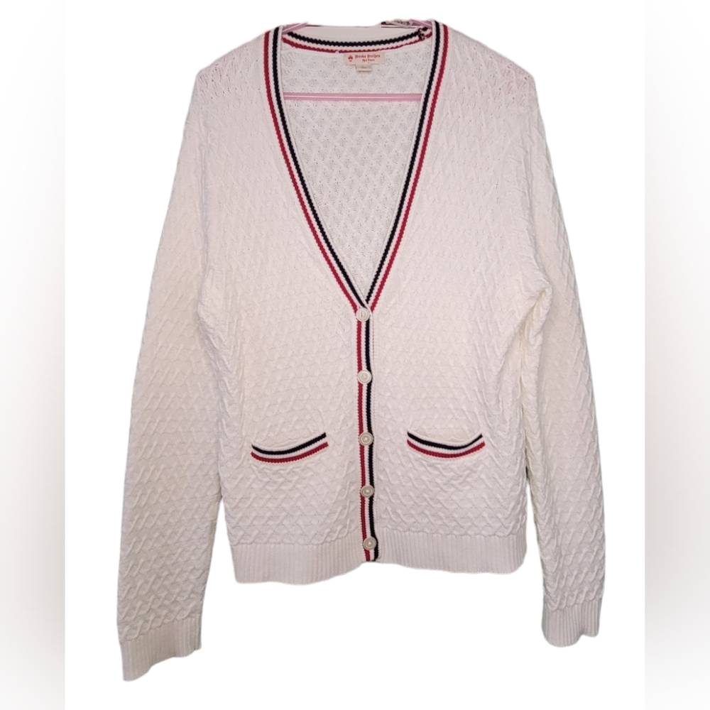 Brooks Brothers Red Fleece Red/White/Blue Preppy Cardigan Sweater Women's Large